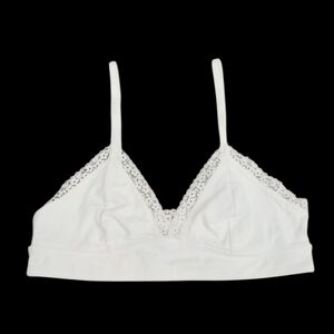 JENNI INTIMATES Bra Soft white Bralette w/ Lace Trim Adjustable Straps Medium
